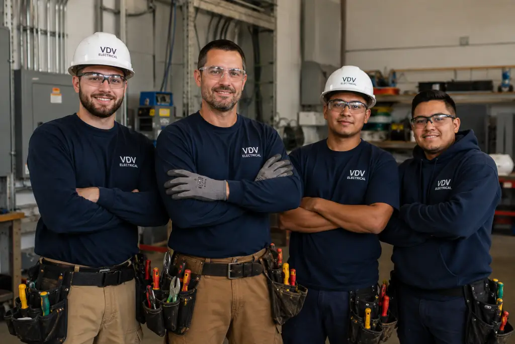 VDV Electrical team performing professional electrical work on site